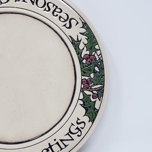 Seasons Greetings Holly Candle Plate By Michael Macone Spooner Creek Designs - Picture 3 of 7